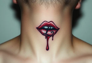 Seductive Stain from lipstick kiss with initial lowercase lrs with drool without teeth tattoo idea