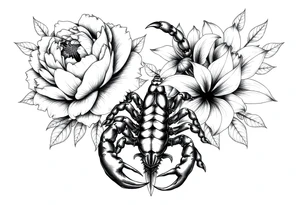peonies and lilies with scorpion tattoo idea