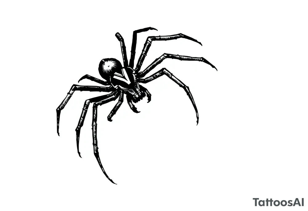 Black widow Spider crawling down sideways with the letter Y on the body of the spider tattoo idea