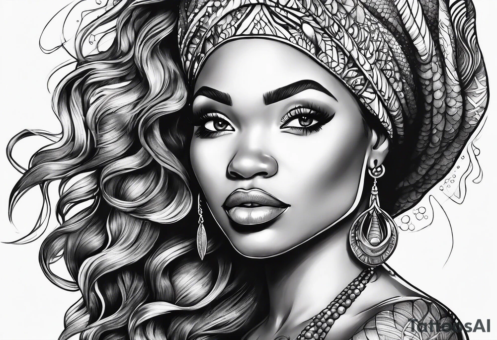 african mermaid tattoo idea