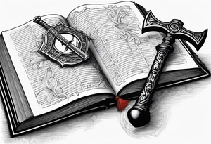 The symbol of Matthias a open Bible and a battle Axe tattoo idea