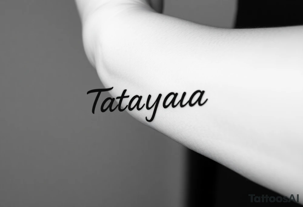 Tattoo for a man that says the name “Tatayana” tattoo idea