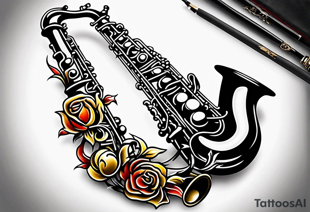 saxophone music tattoo idea