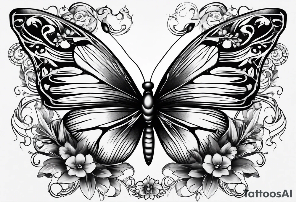 wing, flower, butterfly , tattoo idea