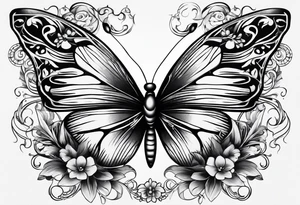 wing, flower, butterfly , tattoo idea