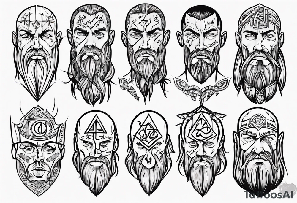 nordic face with rune tattoo idea