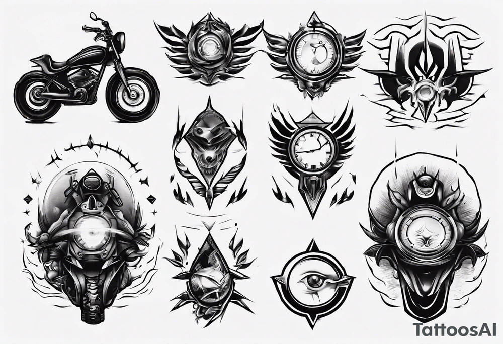 Mitircycle headlights tattoo idea