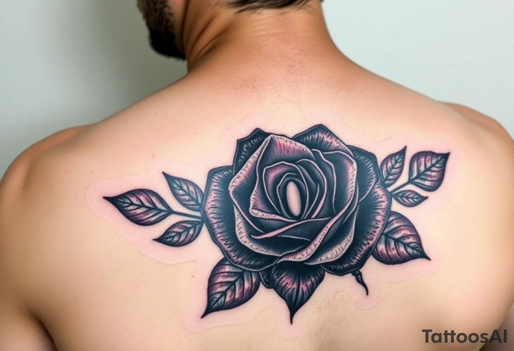 Black rose with number 30 in the middle of rose tattoo idea