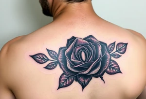 Black rose with number 30 in the middle of rose tattoo idea