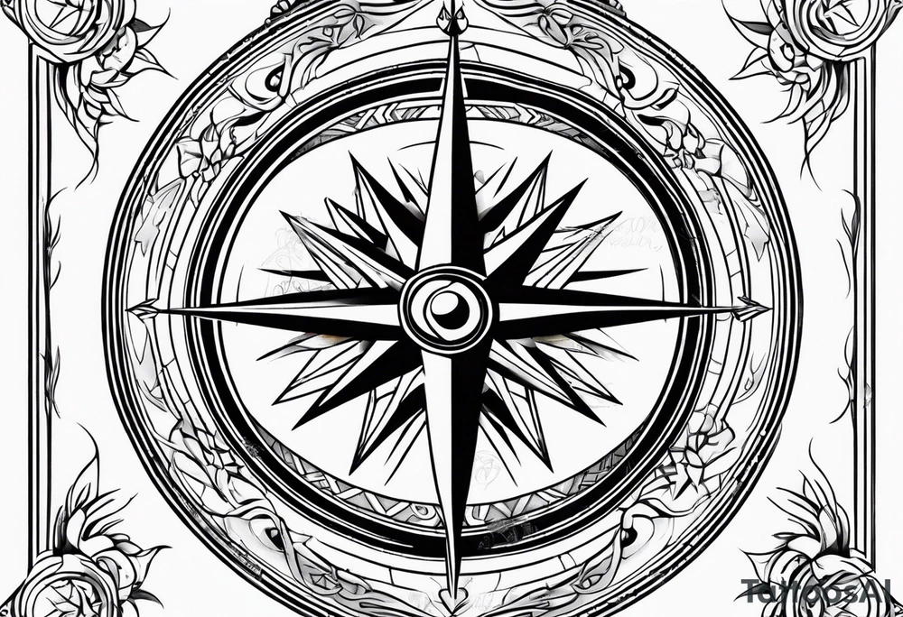 Nautical compass and tribal tattoo idea