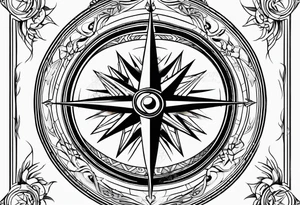 Nautical compass and tribal tattoo idea