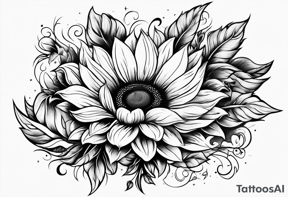 Flower fire and a sunflower tattoo idea