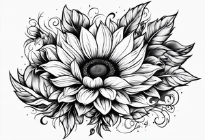 Flower fire and a sunflower tattoo idea
