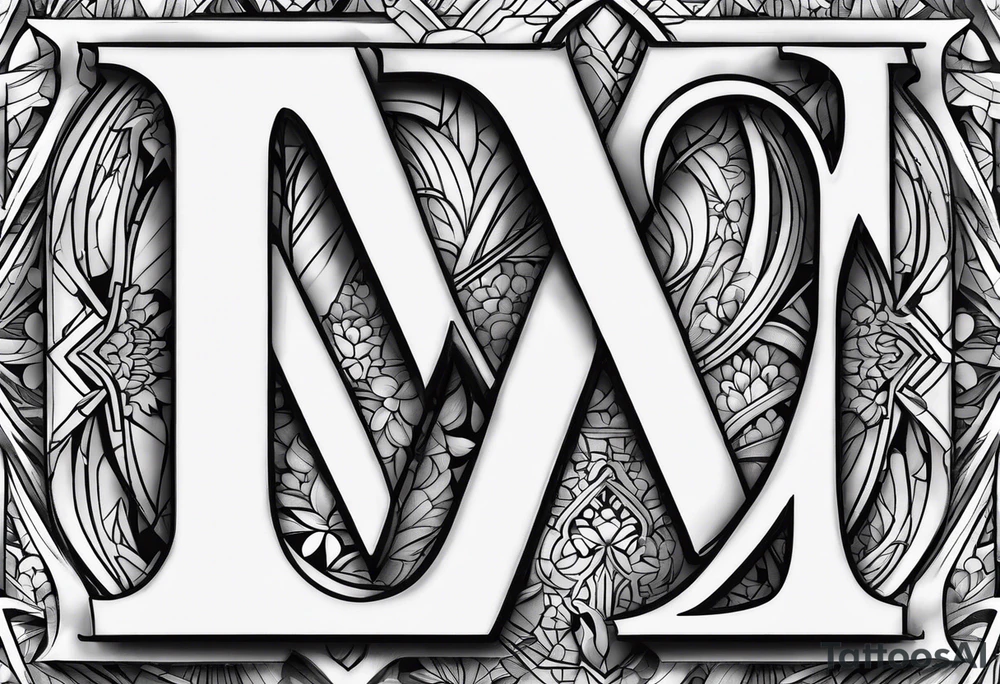 Merge letter M with number 24 tattoo idea