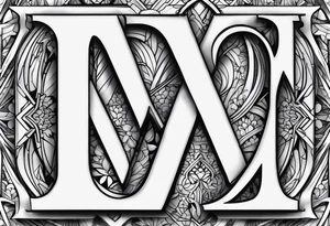Merge letter M with number 24 tattoo idea
