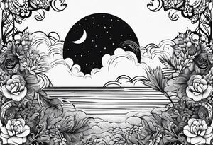 under boob  moon and lace tattoo idea