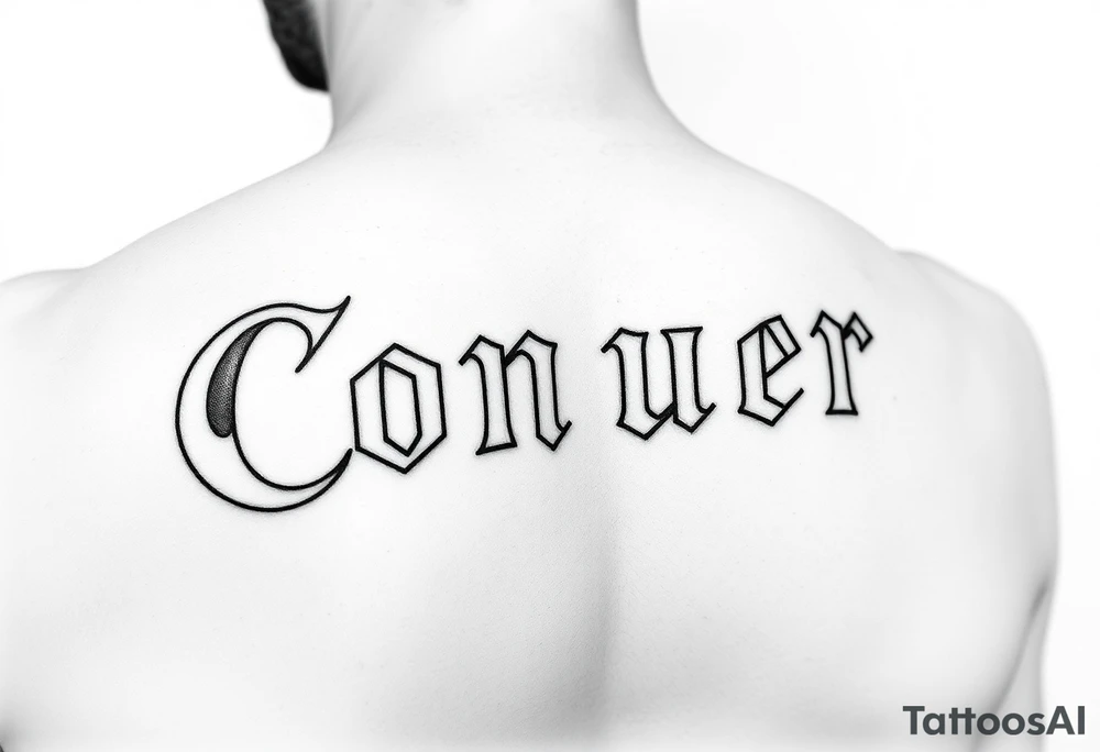 Conquer text tattoo idea