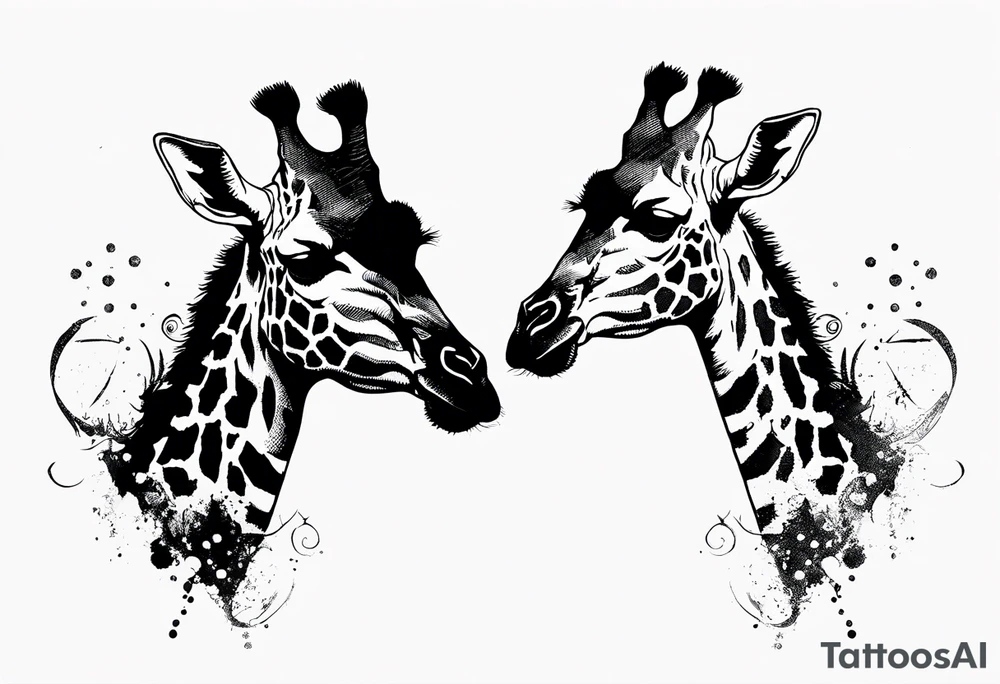 giraffe old trash polka tattoo idea