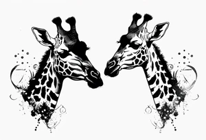 giraffe old trash polka tattoo idea