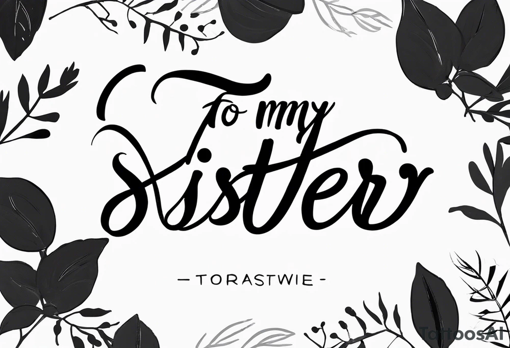 The handwritten words "to my favorite sister" written in a simple way. delicate tattoo. add a simple tattoo accent to it tattoo idea