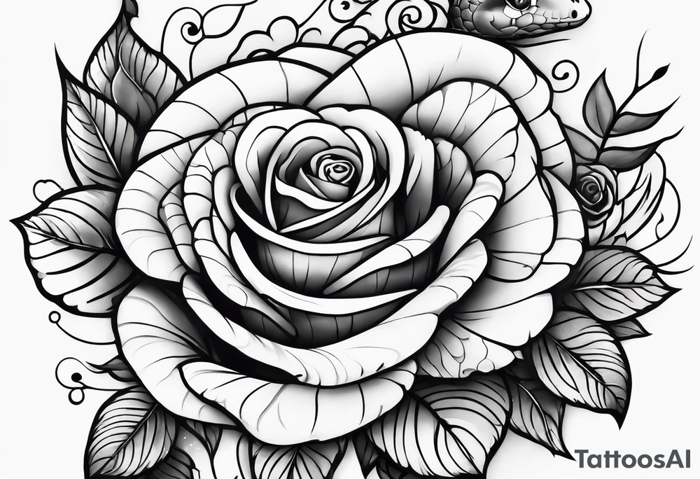 snake and roses tattoo idea