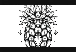 Majestic, pineapple, crown, diamonds, vagina, anus tattoo idea