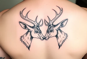 Two deer hitting horns  not kissing  with in a low down stance tattoo idea