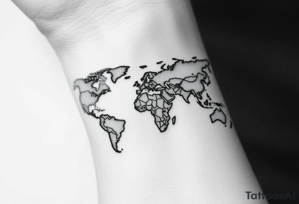 world map enduro arrow tattoo idea