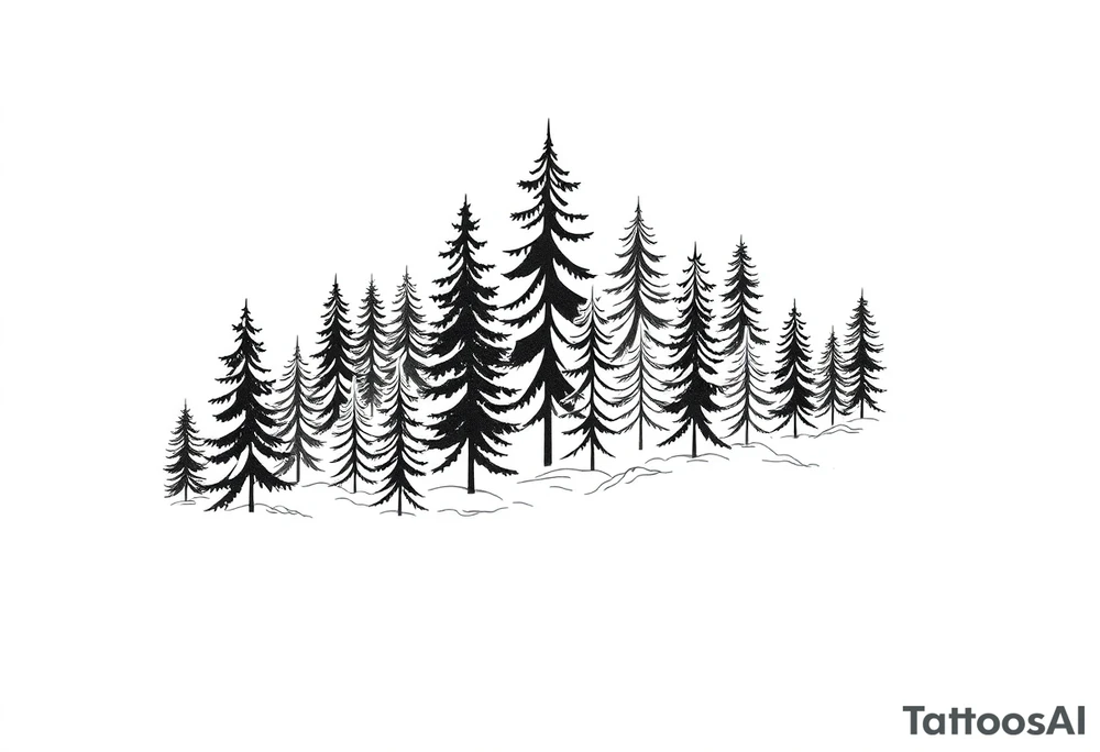 Coniferous forest tattoo sleeve black and gray tattoo idea