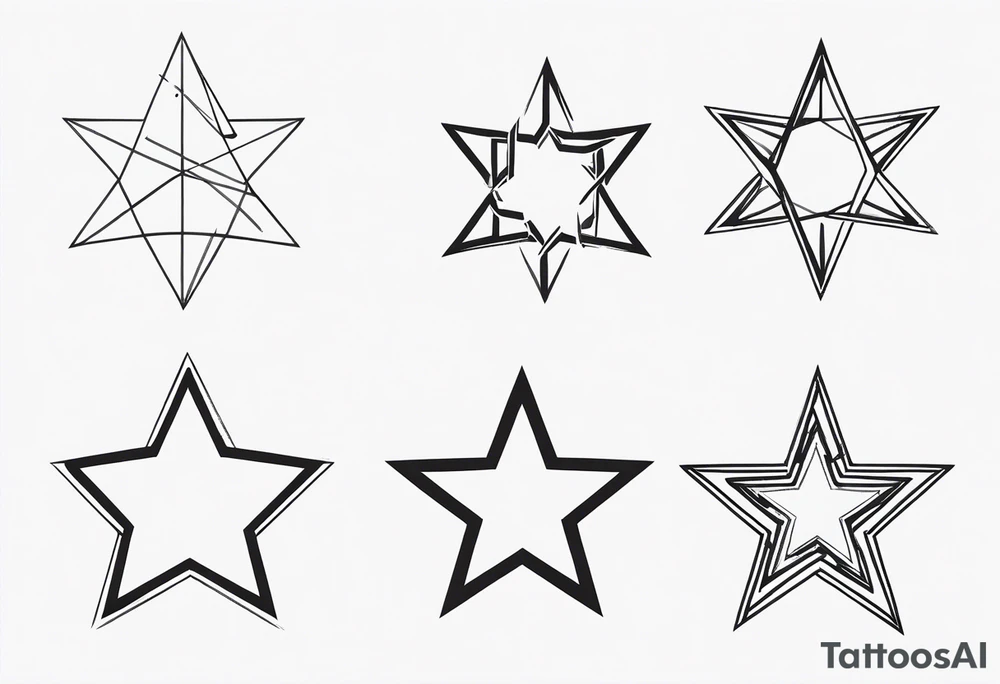 3 stars of different shapes united by a fine line, like a chain or a constellation tattoo idea