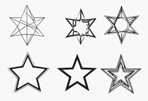 3 stars of different shapes united by a fine line, like a chain or a constellation tattoo idea