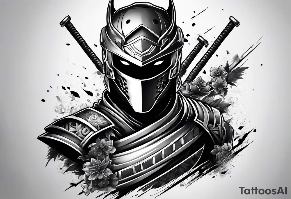 Male Modern robot ninja tattoo idea