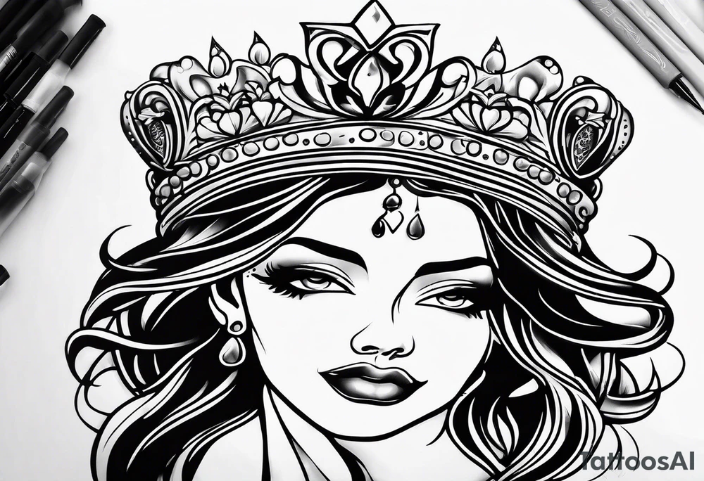 Single line crown tattoo idea