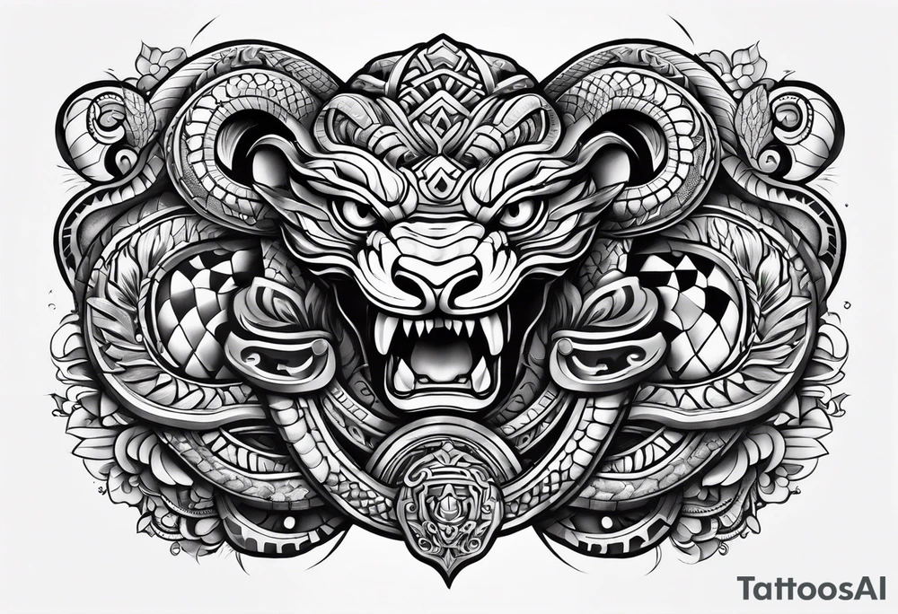 aztec snake sleeve tattoo idea