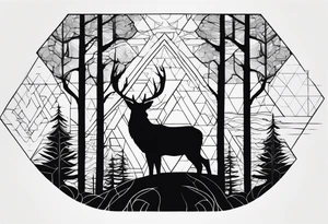 Wald silhouette mit Geometric Muster im Hintergrund tattoo idea