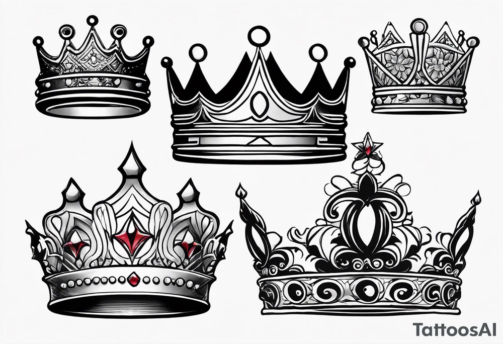 his and her crowns. Crowns only. Simplistic and detailed. fine lines tattoo idea