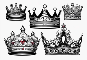 his and her crowns. Crowns only. Simplistic and detailed. fine lines tattoo idea