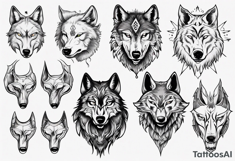 wolf head tattoo idea