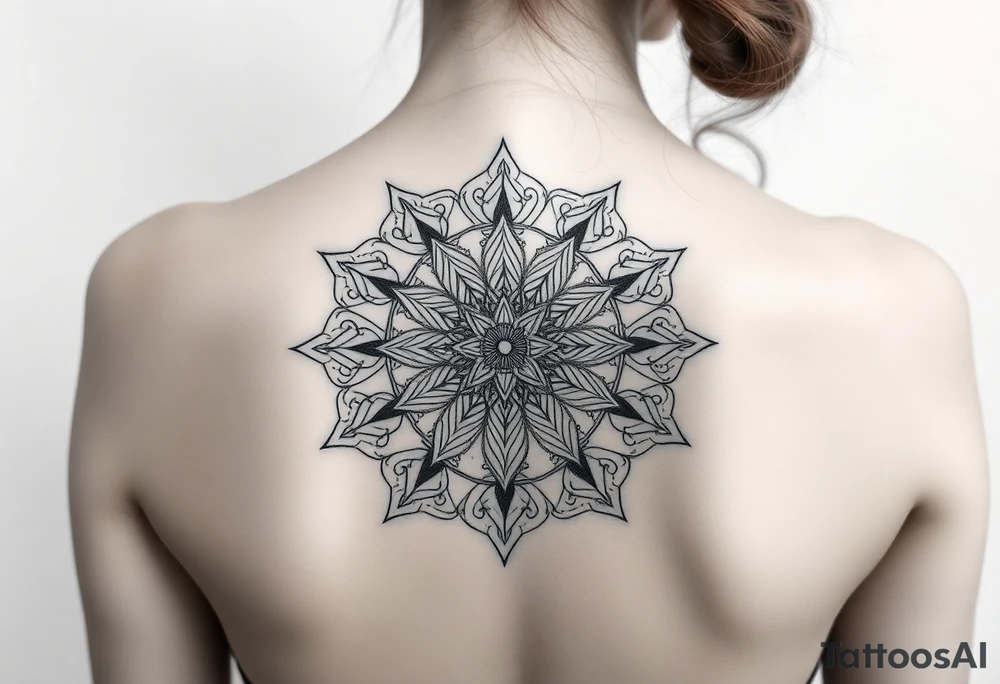 intricate mandala with sacred geometry and cosmic elements tattoo idea