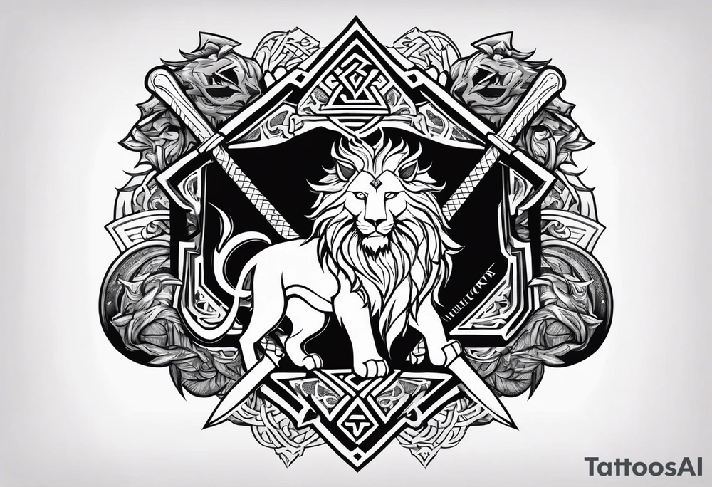 Valhalla sword shield axe Valknut dragon lion tattoo idea Valhalla sword shield axe Valknut dragon lion tattoo idea