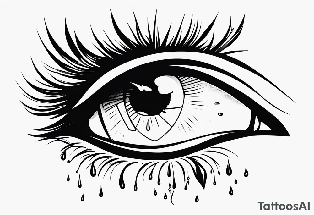 Realistic eye crying tears of tragedy death and betrayal tattoo idea