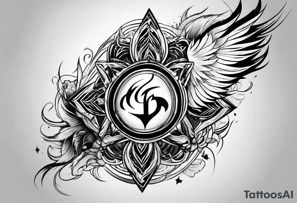 fire and lightning on hand tattoo idea