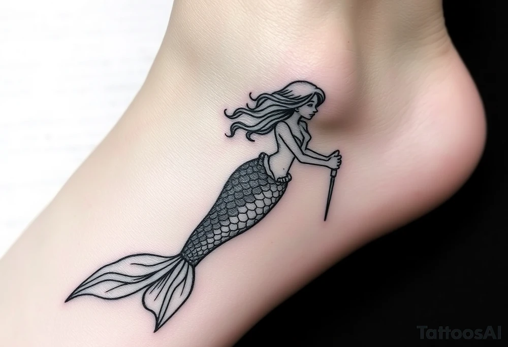 Mermaid with crutches tail tattoo idea