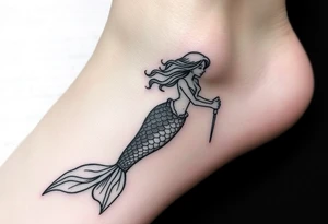 Mermaid with crutches tail tattoo idea