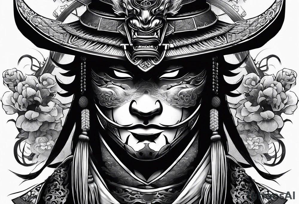 Japenese henya mask samurai tattoo idea