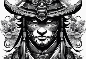 Japenese henya mask samurai tattoo idea