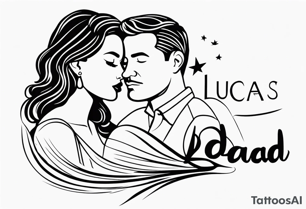 minimalist tattoo for couples (half mom and half dad), of our son's name "Lucas" tattoo idea