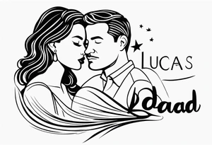 minimalist  tattoo for couples (half mom and half dad), of our son's name "Lucas" tattoo idea