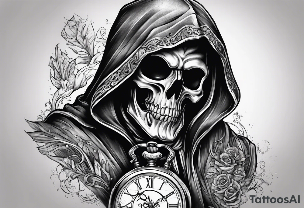 Grim reaper with a pocket watch tattoo idea