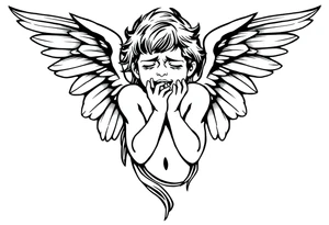 odd crying angel tattoo idea